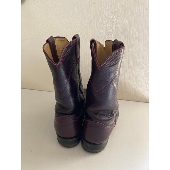 Vintage Justin Cowboy Boots Maroon Leather Western Style 3037 Men’s 7D USA Made
